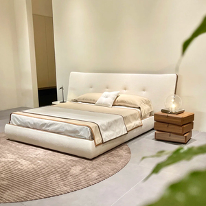 Ensemble de meubles de chambre à coucher de style minimaliste italien pour hôtel et maison, lit rembourré en tissu moderne de luxe, taille king et queen - Product Image 1