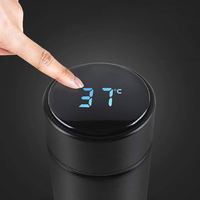 Mug de voyage en acier inoxydable à double paroi personnalisé de 17 oz (500 ml), bouteille d'eau à vide direct avec thermomètre LED, vaisselle originale