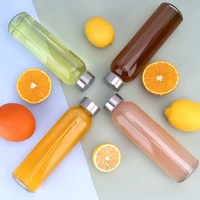 Bouteilles en verre transparent réutilisables de 18 oz avec couvercles, ensemble de 8 bouteilles à jus, pots à boisson