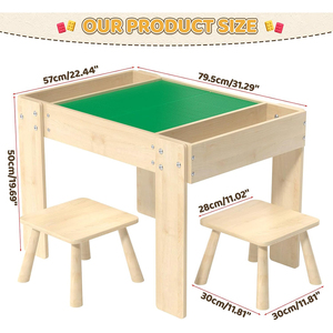 Table d'activités multifonctionnelle en bois pour enfants, table robuste pour blocs de construction avec rangement pour les tout-petits - Product Image 3