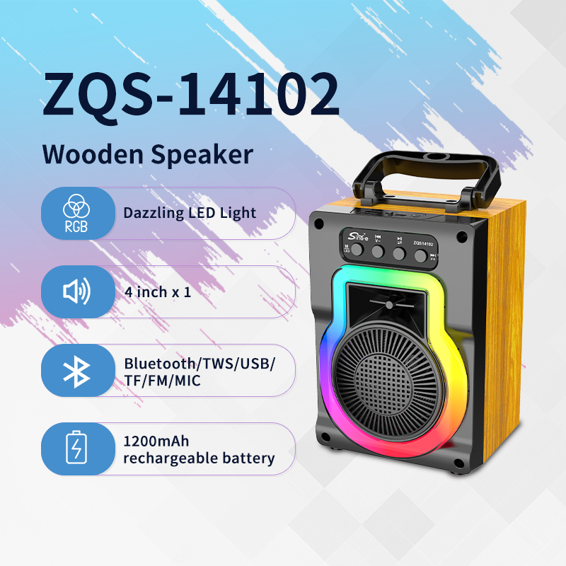Hot Selling 5W <strong>Bluetooth</strong> Portable Wireless RGB LED Wood <strong>Speaker</strong> with <strong>Remote</strong> <strong>Control</strong> DC Computer Voice <strong>Control</strong>