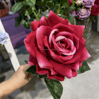 Fabrikpreis Einzelstiel 15cm Großköpfige Samt-Rose Künstliche Blume Rote Samt-Rose für Hochzeitsdekoration