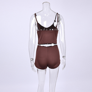 Ropa de Verano QINSI para Mujer, Etiqueta Personalizada, Conjunto de Pijama de Dos Piezas, Camisola y Pantalones Cortos, Ropa de Dormir Sexy para Mujer, Color Sólido - Product Image 5