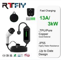 Nouvelle conception de chargeur EV portable 13A 3kW Type 2 UK 3 broches pour la recharge de voitures électriques à domicile et en extérieur, certifié IP55, CE et RoHS