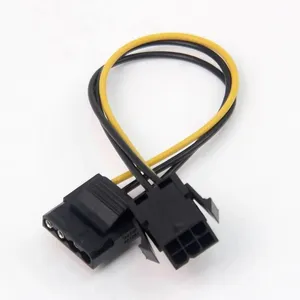 การ์ดจอสำหรับผู้หญิง,GPU ถึง Molex IDE Dual 2 X 6pin สายเคเบิลสำหรับจ่ายไฟ PCIe PCI-e 6ขาตัวผู้เป็นตัวเมีย4pin