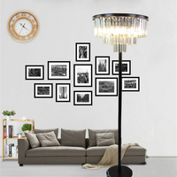 Américain Moderne Scandinave Rétro Luxe Cristal LED Lampadaire 10 'Vertical avec Corps en Fer pour Salon Chambre Hôtels