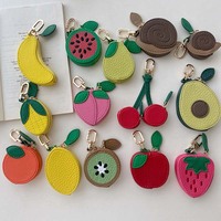 Schattig fruitvormig muntportemonneetje, mini leren muntentasje & sleutelhanger voor handtas
