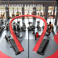 Headset HiFi nirkabel, dengan tampilan LED magnetik tali leher desain tahan air untuk earphone olahraga Gaming & headphone