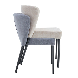 Sillas de sala de estar sin brazos simples modernas Silla de comedor tapizada de terciopelo de tela apilable con patas de metal - Product Image 3