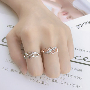 Anillo de corazón de amor con diseño romántico para mujer, sortija de cobre con circonita chapada en oro rosa, anillo de corazón hueco - Product Image 5