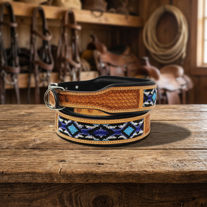 Collar de perro de cuero de vaca a mano de la más alta calidad, diseño de cuentas acolchado suave, decoración de remaches, patrón sólido, fabricante directo - Product Image 2