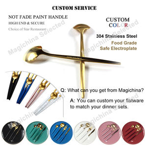 เครื่องใช้บนโต๊ะอาหารด้ามสีทองสำหรับร้านอาหารชั้นสูงชุดเครื่องใช้บนโต๊ะอาหารสีขาวและสีทองแบบปรับแต่งได้ - Product Image 5