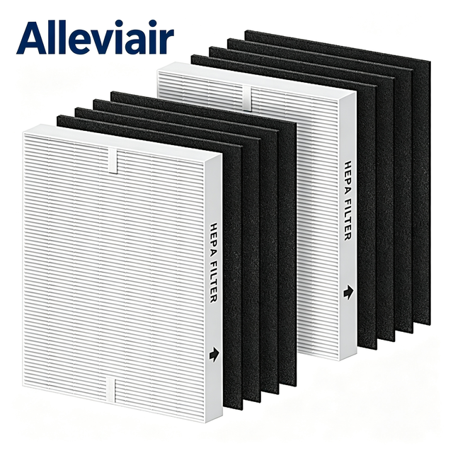 Alleviair 3304899 HEPA H13 Replacement Filters (True HEPA + Activated Carbon) for Co-way AP-1512HH/HHW/HHS Airmega 200M Purifier