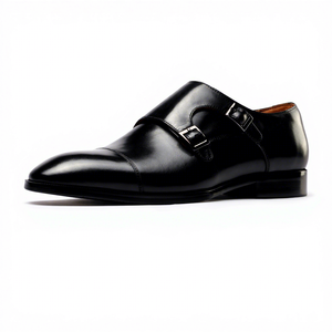 Zapatos de Hombre Negros de Cuero con Doble Hebilla, Piel de Becerro Italiana de Primera Calidad, Suela de Goma Antideslizante, Formales, de Negocios, para Boda, de Lujo - Product Image 2