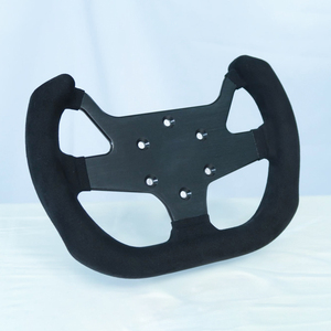 Volante de Carreras Sim de 10.6 Pulgadas (270 mm) con Empuñadura de Gamuza, Radios de Aluminio Negro Pulido <span class=keywords><strong>para</strong></span> <span class=keywords><strong>PC</strong></span>, PS4, <span class=keywords><strong>Simulador</strong></span> de Juegos <span class=keywords><strong>F1</strong></span> - Product Image 1