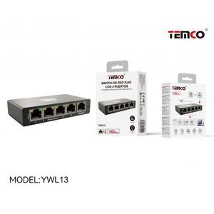 สวิตช์เครือข่าย TEMCO YWL13 พร้อมพอร์ต RJ45 จำนวน 4 พอร์ต สีแดง DE Switch - Product Image 2
