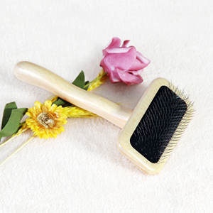 Baoli fabrika Outlet doğal ahşap kürek Pet bakım fırçası köpek kürk temizleme çelik iğne tarak Slicker fırça - Product Image 1