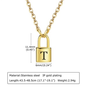Collar de Moda con Colgante de Letra Chapado en Oro Fino y Cierre de Acero Inoxidable - Product Image 6