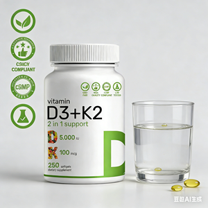 OEM Private Label Vegan Ruwe Ingrediënten 5000iu Vitamine <span class=keywords><strong>D3</strong></span> K2 Softgel Capsules voor Gezondheid Softgel - Product Image 2