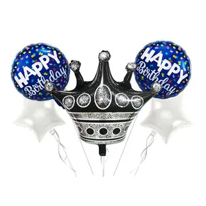 Großhandel Cartoon Mylar Ballons Globos Set 5 Helium folie Mädchen ersten Geburtstag Kronen für Mädchen Ballon