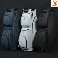Bolsa de Golf ASL OEM de Marca con Logotipo Personalizado, Negra, Tipo Tour, Ligera, Duradera, de Cuero PU, Impermeable, para Carrito, con 14 Divisores