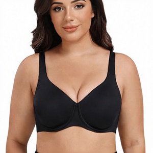 Sujetador sin costuras para mujer, sin aros, color negro liso, copa triangular, tirantes no convertibles, ropa interior básica - Product Image 1
