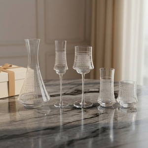 Ensemble <span class=keywords><strong>de</strong></span> verrerie gravée : <span class=keywords><strong>Carafe</strong></span>, verres à <span class=keywords><strong>vin</strong></span> et à whisky, design géométrique moderne pour <span class=keywords><strong>vin</strong></span>, eau et spiritueux - Product Image 1