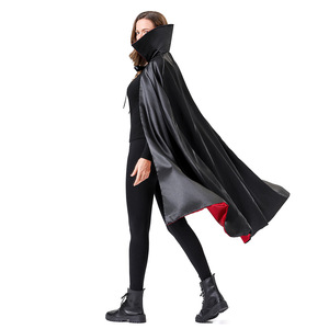Costume de cape de mort pour femme adulte, Halloween, cosplay, noir et rouge réversible, costume de scène - Product Image 3