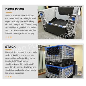 Loại hộp lưu trữ lồng nhựa có thể gập lại tay áo Pallet Nhựa tay áo container Box với nắp cho trang trại - Product Image 4