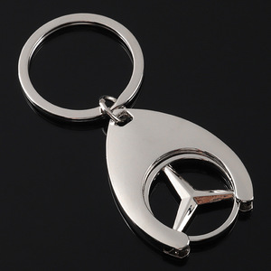 Porte-clés transfrontaliers en alliage de zinc électroplaqué avec logos de voitures <span class=keywords><strong>Mercedes</strong></span>-Benz et Audi, jetons de chariot de supermarché et anneaux porte-clés - Product Image 5
