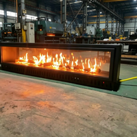 Cheminées au gaz naturel, foyer à 3 côtés, propane, taille linéaire 60/80 pouces, possibilité d'ajouter des faux bûches pour une utilisation en intérieur