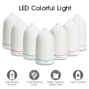 Difusor Eléctrico de Cerámica de 100 ml, Luces Nocturnas <span class=keywords><strong>LED</strong></span> de 7 Colores, Humidificador Ultrasónico de Aromaterapia, Portátil para el Hogar, 1 Año de Garantía - Product Image 3
