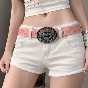 Cintura da Cowboy Americana Chic Rosa Personalizzata, Stile Western Retrò con Incisione Laser e Motivo Cavallo in Rilievo - Product Image 1