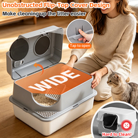 Bac à litière pour chat XL en acier inoxydable et ABS, design fermé, espace intérieur de 96 L, pelle incluse, nettoyage facile, grande capacité, portable