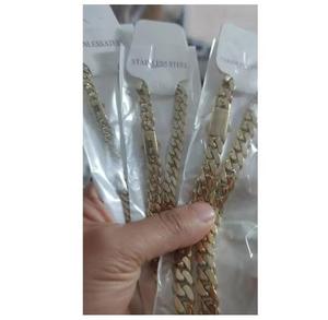Bracelet <span class=keywords><strong>en</strong></span> acier inoxydable plaqué <span class=keywords><strong>or</strong></span> 14 carats, bouton cubain brillant crypté, bijoux pour hommes et femmes, chaîne à maillons géométriques, tendance, 6/8/10/12/14 mm - Product Image 2
