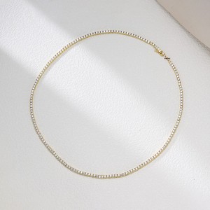 Cadena de tenis de circonitas de 2 mm de nuevo estilo euroamericano, plata de ley S925, collar de hip hop personalizado que combina con todo - Product Image 2