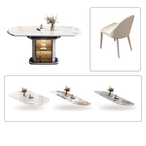 <span class=keywords><strong>Table</strong></span> à manger ovale moderne <span class=keywords><strong>extensible</strong></span> en <span class=keywords><strong>marbre</strong></span> blanc de 70,84 pouces, capacité de 6 à 8 personnes, 200 livres, assemblage requis, pieds en acier inoxydable - Product Image 4