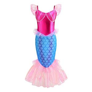 Disfraz de Ariel para Niñas, Estilo Nuevo, Vestido de Sirena con Mangas de Volantes, para Halloween, Disfraz de Fantasía - Product Image 6