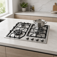 Table de cuisson à gaz moderne à 4 brûleurs en acier inoxydable, encastrable, GPL/GN, pour la cuisine domestique quotidienne