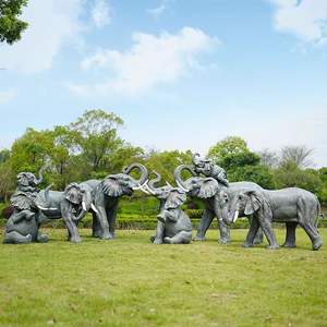 यथार्थवादी जीवन-आकार हाथ से चित्रित हाथी की मूर्ति उद्यान कला संग्रहणीय सजावट के लिए - Product Image 6