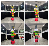 Soldat Casse-Noisette Gonflable Réplique Éclairé par LED Décoration de Noël Ballon Modèle de Dessin Animé Mascotte Imperméable Durable