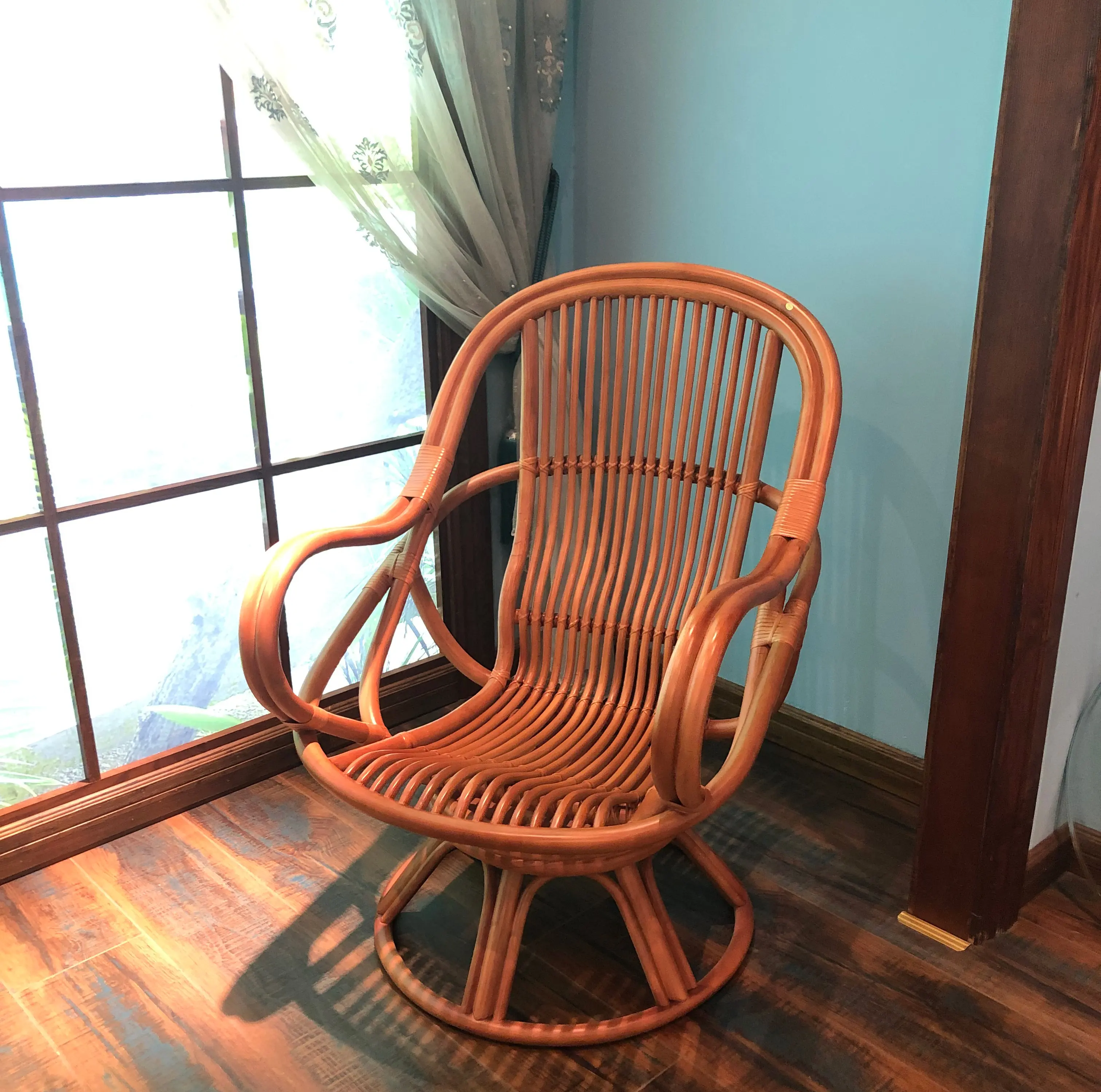 無形文化遺産伝統籐手作りバルコニー回転椅子アームレストリクライニングチェアリビングルーム寝室レジャーチェア