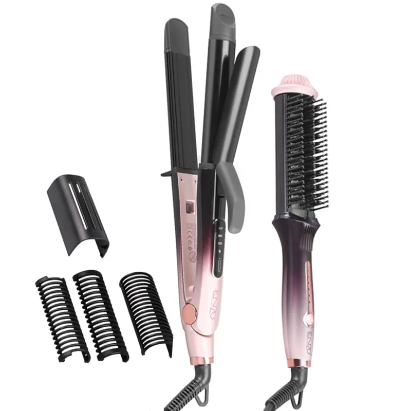 Enzo 2 Trong 1 Vẻ Đẹp Tóc Công Cụ Tạo Kiểu Tóc Điện Tóc Curler Ép Bàn Chải Ma Thuật Salon Tóc Lược Công Cụ Thiết Lập