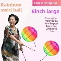Bola Goyang Bahan PVC untuk Lansia Paruh Baya, Bola Lompat Pelatih Kekuatan Lengan Elastis Pelangi untuk Senam Tari