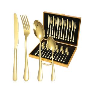 Ensemble de <span class=keywords><strong>couverts</strong></span> en acier inoxydable de luxe en bois doré 16/<span class=keywords><strong>24</strong></span> pièces - Product Image 1