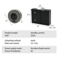 Cerradura biométrica para gabinete con sensor de vena de la palma, cerradura electrónica inteligente de aleación de zinc para muebles de oficina de alta gama