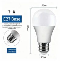 Ampoules LED SMD en gros directement de l'usine, culot E27, AC 85-265V, 7W, 6500K, économie d'énergie, usage résidentiel, revêtement plastique, intérieur
