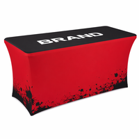 Housse de table festive populaire, imprimée par sublimation, imperméable, avec logo, en polyester extensible et spandex, pour événements publicitaires