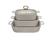 Ensemble de casseroles de cuisson à induction en céramique dorée rectangulaires modernes, vaisselle créative en fer, comprenant un support pour plat de cuisson, pot léger pour hôtel