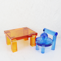 Sculpture d'animal contemporaine en cristal transparent, accessoire de bureau, chaise bleue, table orange, décoration de chambre, art mignon